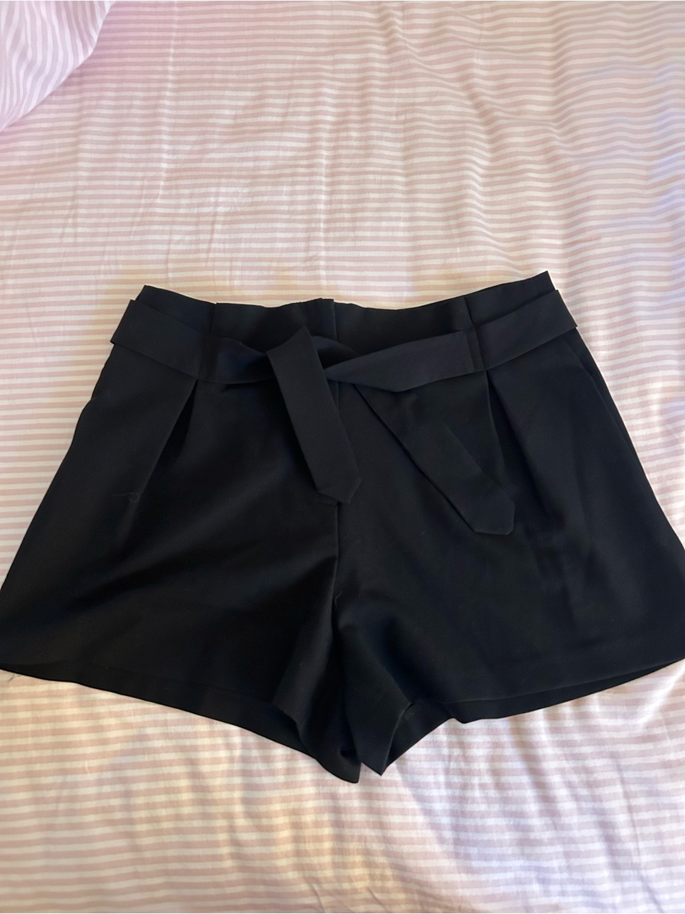 ASOS Black High-Waist Tie-Front Shorts